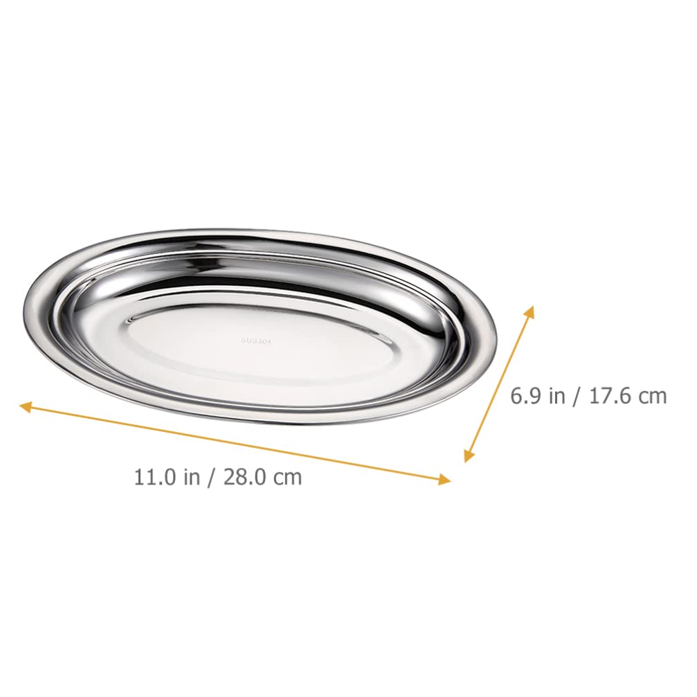 Hemoton Sizzle Platter Serving Platter Oval Fish Dish Stainless Steel Fish Plate Metal Food Serving Tray For Steaming Fish Desse
